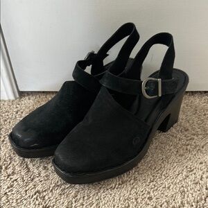 Born Black Mules with Block Heel